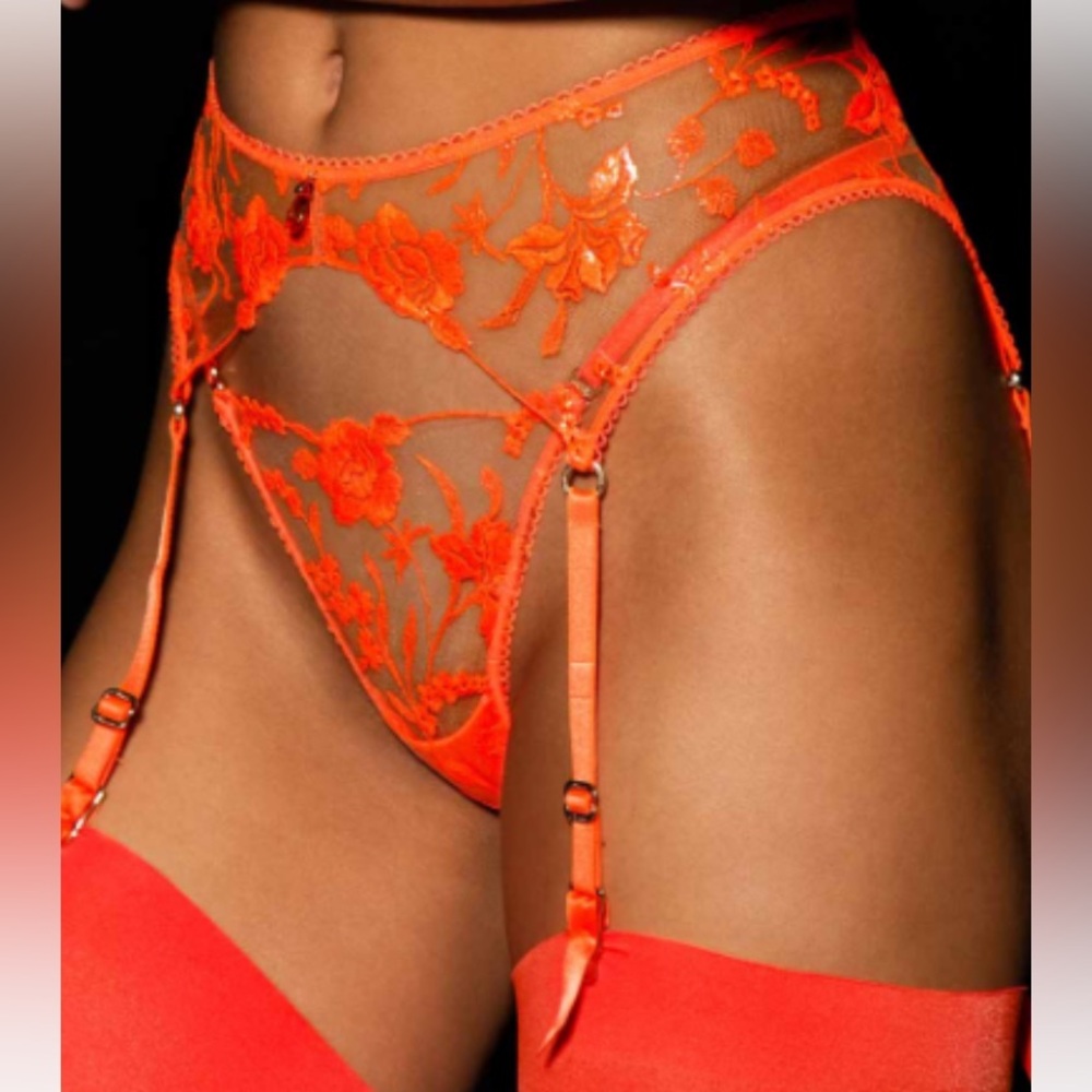 Honey Birdette Whitney Orange garter belt/suspender